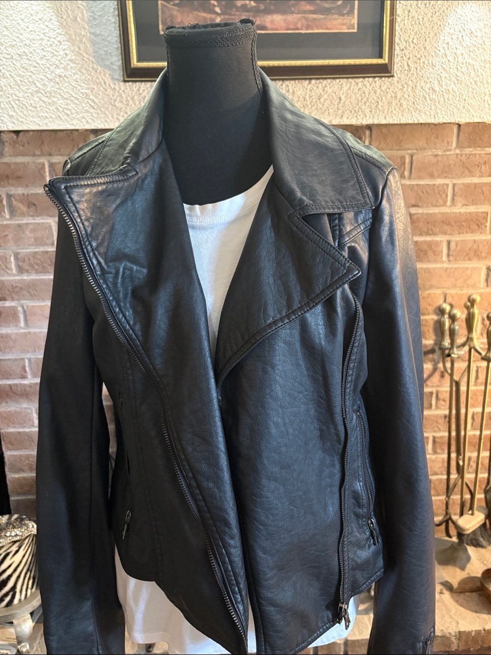 therapy Black Faux Leather Asymmetrical Zip Jacket